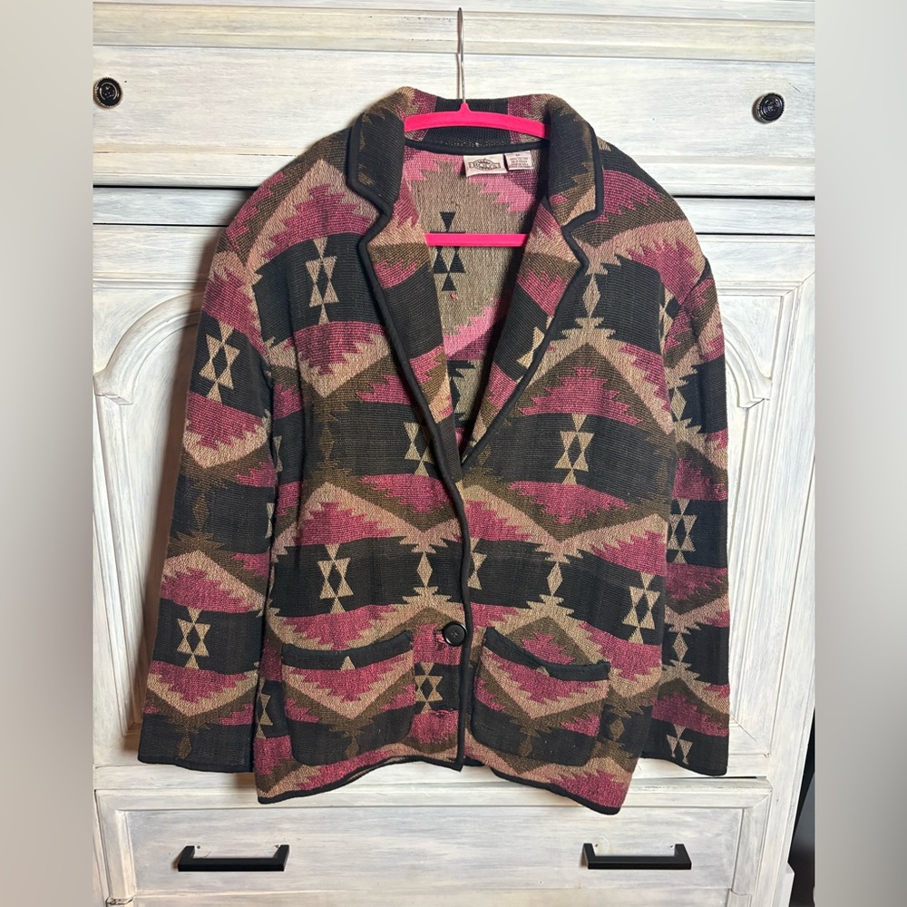 Vintage Rod’s‎ Embroidered Aztec Western Cowboy Printed Blazer Jacket Boho